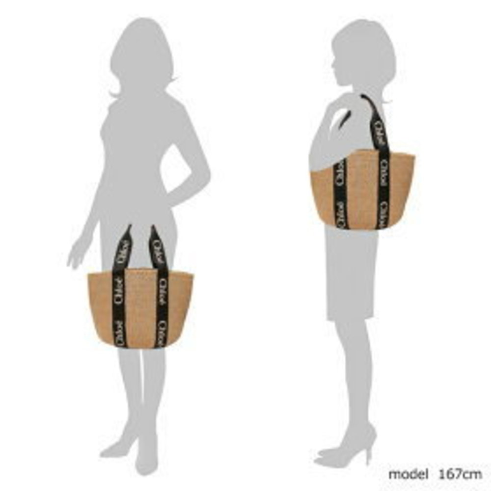 Chloe Tote Bag Woody Black Beige - Picture 4 of 8